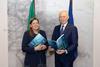 BIM CEO, Caroline Bocquel with Minister of State for Fisheries and the Marine, Timmy Dooley TD at the launch of the Business of Seafood report
