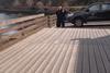 The decking is made using materials from fish farm waste sources