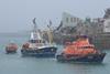 Dover and Dungeness RNLI lifeboats work together to tow stricken beam trawler. Credit: RNLI/M. Collins