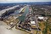 Aerial shot of the Royal Docks, London