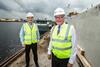 Fergus Ewing, Cabinet Secretary for the Rural Economy in Scotland, with Gael Force Group owner and MD, Stewart Graham at the engineering facility in Inverness Photo: Paul Campbell/HIE