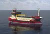 Artist’s impression of ‘Margaret McKenzie’, Parkol Marine Engineering New Build 073, a hybrid fish feed carrier being constructed for Inverlussa Marine Services