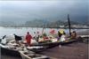 Fishing boats on Limbe beach in Victoria, Cameroon