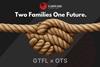 Logo with two clasped hands made out of rope to advertise Garware's acquisition of Offshore Trawl Supply