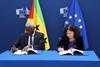 Ambassador José Cassandra of São Tomé and Príncipe and Charlina Vitcheva, Director-General for Maritime Affairs and Fisheries sign the new protocol implementing the fishery partnership agreement for the period 2025-2029