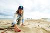 CSIRO researcher Denise Hardesty inspects debris on North Stradbroke Island