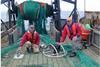 Researchers from NOAA Fisheries and the Oregon Department of Fisheries and Wildlife use sonar to study fishing techniques that improve selectivity and reduce bycatch on a commercial flatfish trawler. Credit: NOAA