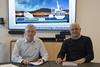Bakkafrost CEO Regin Jacobsen and MEST CEO Mouritz Mohr sign the new workboat contract at Bakkafrost’s headquarters in Glyvrar Photo: Bakkafrost