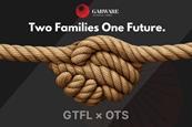 Logo with two clasped hands made out of rope to advertise Garware's acquisition of Offshore Trawl Supply