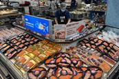 Fish counter with salmon at Hema Shenzhen in China
