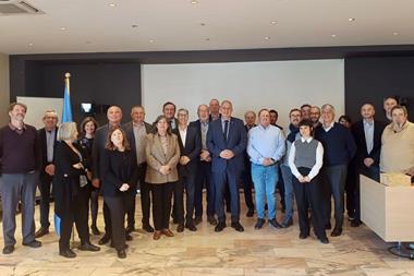 The image shows ​Commissioner Costas Kadis with the European social partners - ETF, Europêche and Cogeca