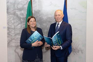 BIM CEO, Caroline Bocquel with Minister of State for Fisheries and the Marine, Timmy Dooley TD at the launch of the Business of Seafood report