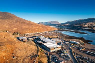The image shows the Bakkafrost Applecross site from the air