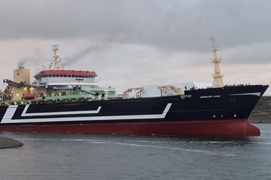 A PP Group fishing trawler leaves port