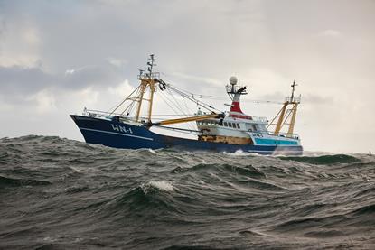 A fishing vessel at sea