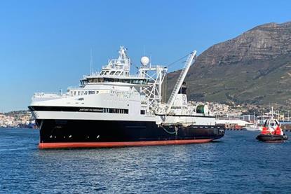 The Antarctic Endurance krill fishing vessel at sea