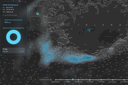 The screenshot shows the CATCH AI catch hotspots for cod