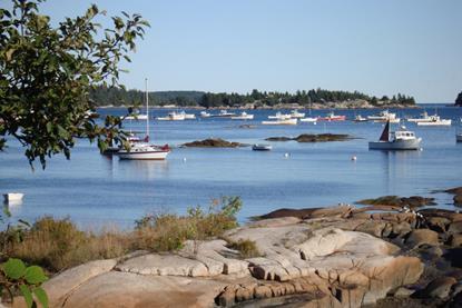 Lobster boats are moored in safe harbor near Stonington, Maine. Credit: Gabriel Nordyke/Marine Photobank