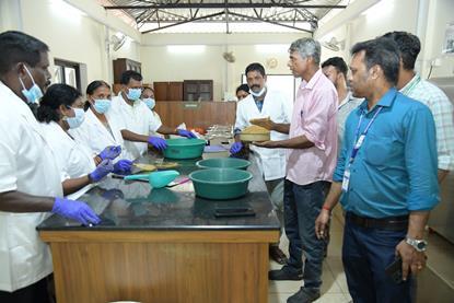 Participants being trained in processing BSF larvae into fish feed at a 3-day training programme organised by CMFRI