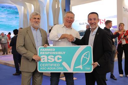 ASC CEO Chris Ninnes with Stolt Sea Farm's president Jordi Trias and sustainability manager Carlos Tavares