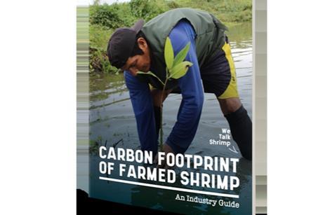 Front cover of an industry guide to reducing the carbon footprint of shrimp farming