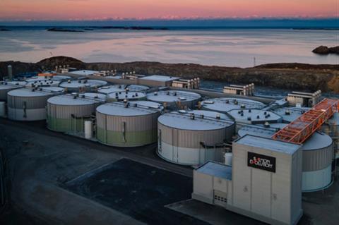 The picture shows Salmon Evolution's Indre Harøy facility
