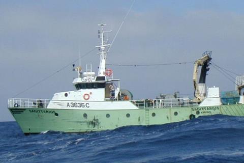 The Portugese fishing vessel Sagittarius on the water