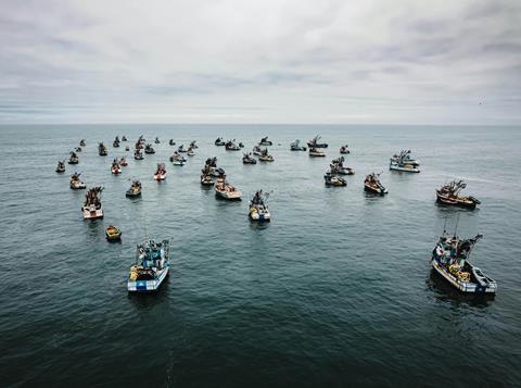 Flotilla of small fishing boats
