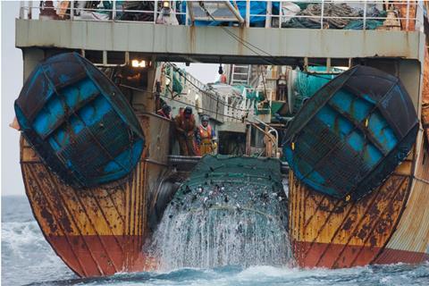 The image shows a fishing trawler supplied by BLOOM