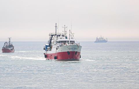 Fishing boats at sea