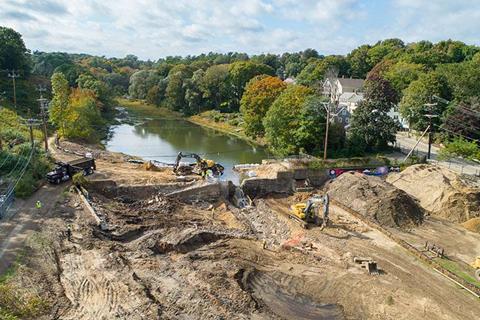 Removal of Holmes Dam from Town Brook in Plymouth Massachusetts