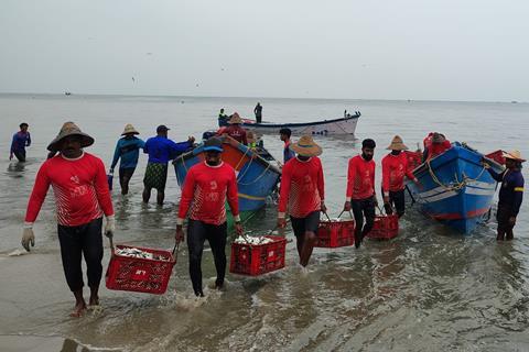 Fishers bringing in catch in the Bay of Bengal
