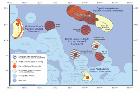 Image shows the Western Pacific Regional Fishery Management Council's jurisdiction