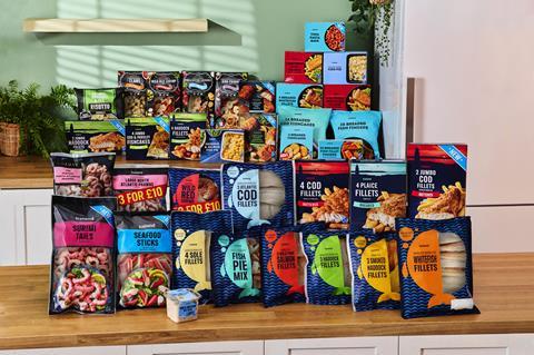 Packages of Iceland own label wild seafood with MSC certification