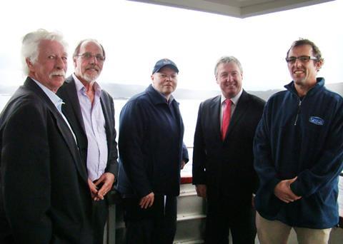 L-R: Darryl Gerrity, Mayor, West Coast Council; Les Scott, Petuna Seafoods; Davey Whyte, Huon Aquaculture; Bryan Green; and Mark Ryan, Tassal