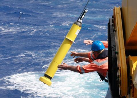 The deployment of an Argo float into the ocean. Credit: CSIRO