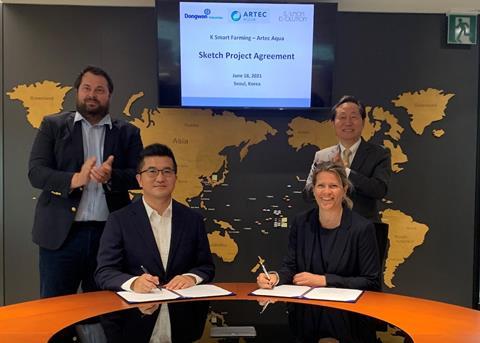 Artec Aqua and K Smart Farming have signed an agreement to plan and build and land-based salmon farm in South Korea Photo: Artec Aqua