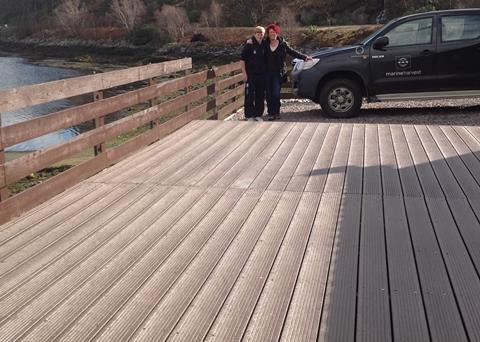 The decking is made using materials from fish farm waste sources