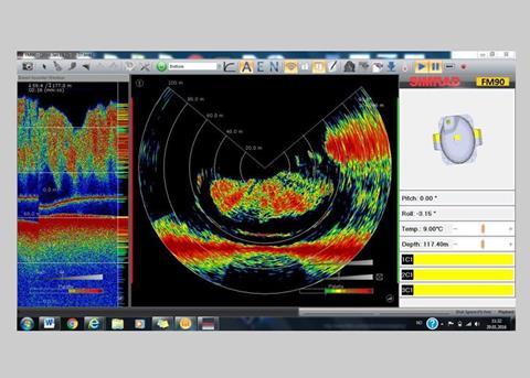 FM90 data showing mackerel, captured from Danish combi vessel HG333 'Isafold'
