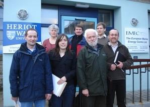Back row, from left – Jenny Norris (EMEC), Craig Burton (Seafish), Matthew Finn (EMEC); Front row, from left – Dawson Shearer and Sarah Lamb (Orkney Sustainable Fisheries), Alan Coghill (Orkney Fisheries Association) and Mike Bell (Research Fellow, ICIT)