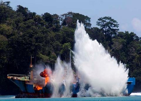 The ‘Viking’ was sunk earlier this week. Credit: Gary Stokes/Sea Shepherd