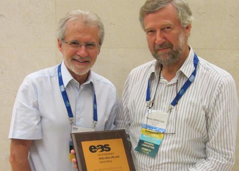 New EAS Honorary Life Member Patrick Sorgeloos (right) with EAS 2010-2012 President Yves Harache