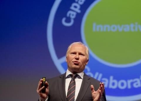 Knut Nesse speaking at Nutreco’s biennial AquaVision conference in Stavanger, Norway Photo: Blue Planet