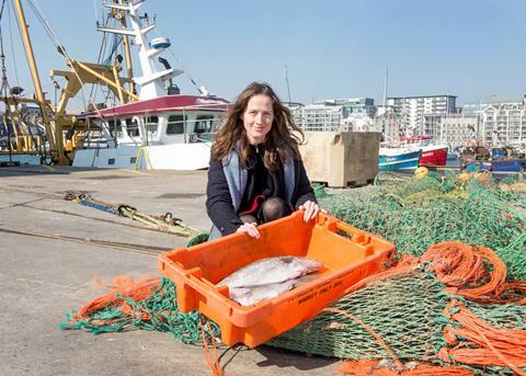 Caroline Bennett, founder of Sole of Discretion, outside the fisheries complex in Plymouth’s Sutton Harbour