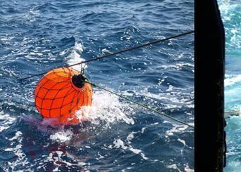 Seabird warp deflector (pinkie) in action