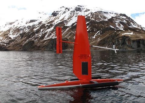 The Saildrone research platform is equipped with technologies to collect oceanographic data. Credit: Saildrone Inc.