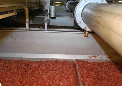 Raw whole fresh krill is pumped from sea to Tharos’ onboard pilot plant facility and processed in minutes after being captured