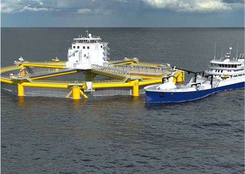 The new design is said to combine the best technology from the Norwegian fish farming industry and the offshore oil and gas sector