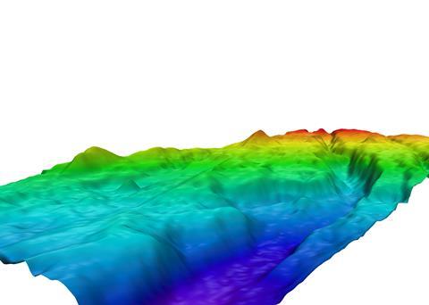 Underwater canyon revealed by RV Investigator.