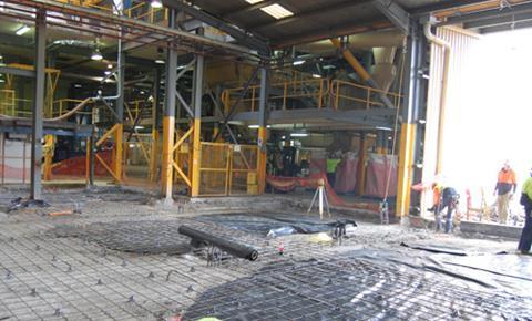 New floor arrives as Skretting Australia doubles capacity, with the first production line in the background continuing to operate